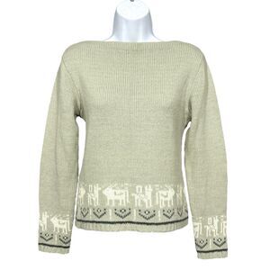 Massimo Dutti Boatneck Sweater Womens M Sage Green Wool Alpaca Blend Wolf Elk